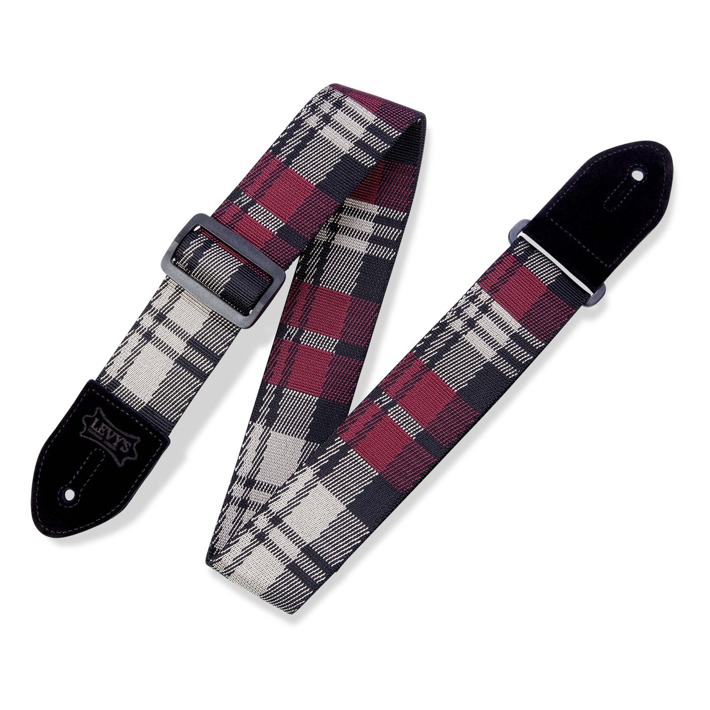 Levys Garnet Plaid Poly Guitar Strap - MC8VIN-010