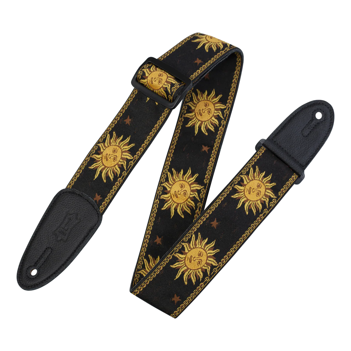 Levy’s Sun Motif Series Leather Guitar Strap - Black