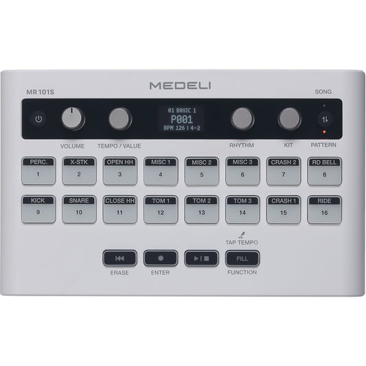Medeli MR101S Portable Rhythm Machine w/ USB Midi and Audio - White