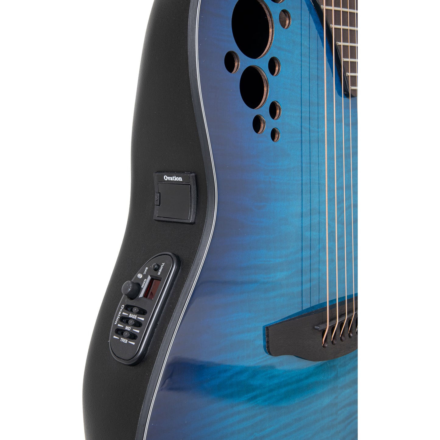 Ovation E-Acoustic Guitar Celebrity Elite Plus Mid Cutaway - Blue Flamed Maple