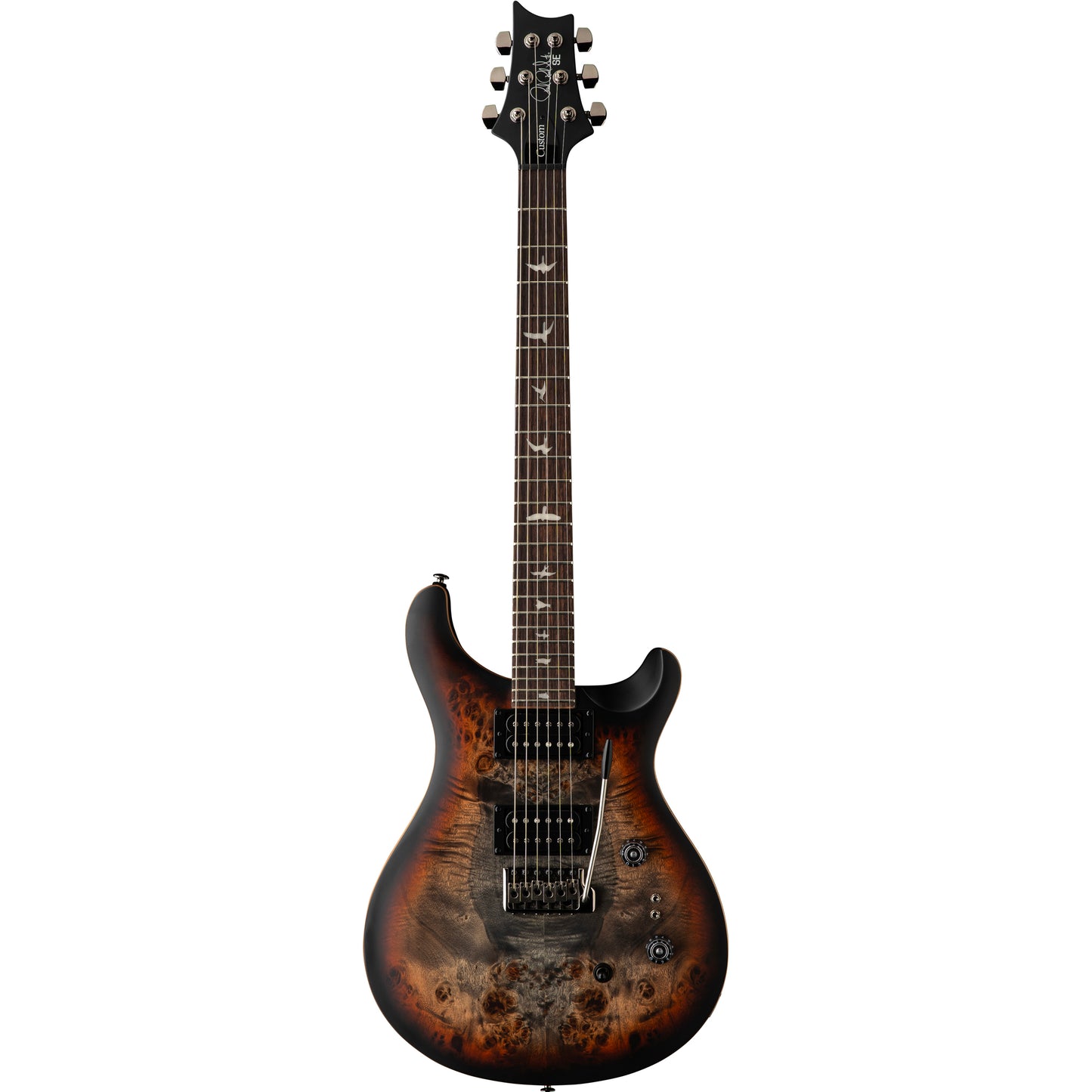 PRS SE Exotic Custom 24-08 Poplar Burl Electric Guitar - Charcoal Cherry Midnight Burst