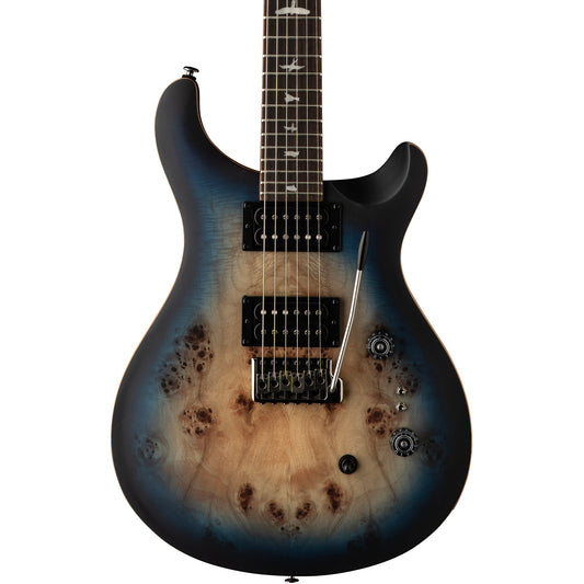 PRS SE Exotic Custom 24-08 Poplar Burl Electric Guitar - Lake Blue Midnight Burst