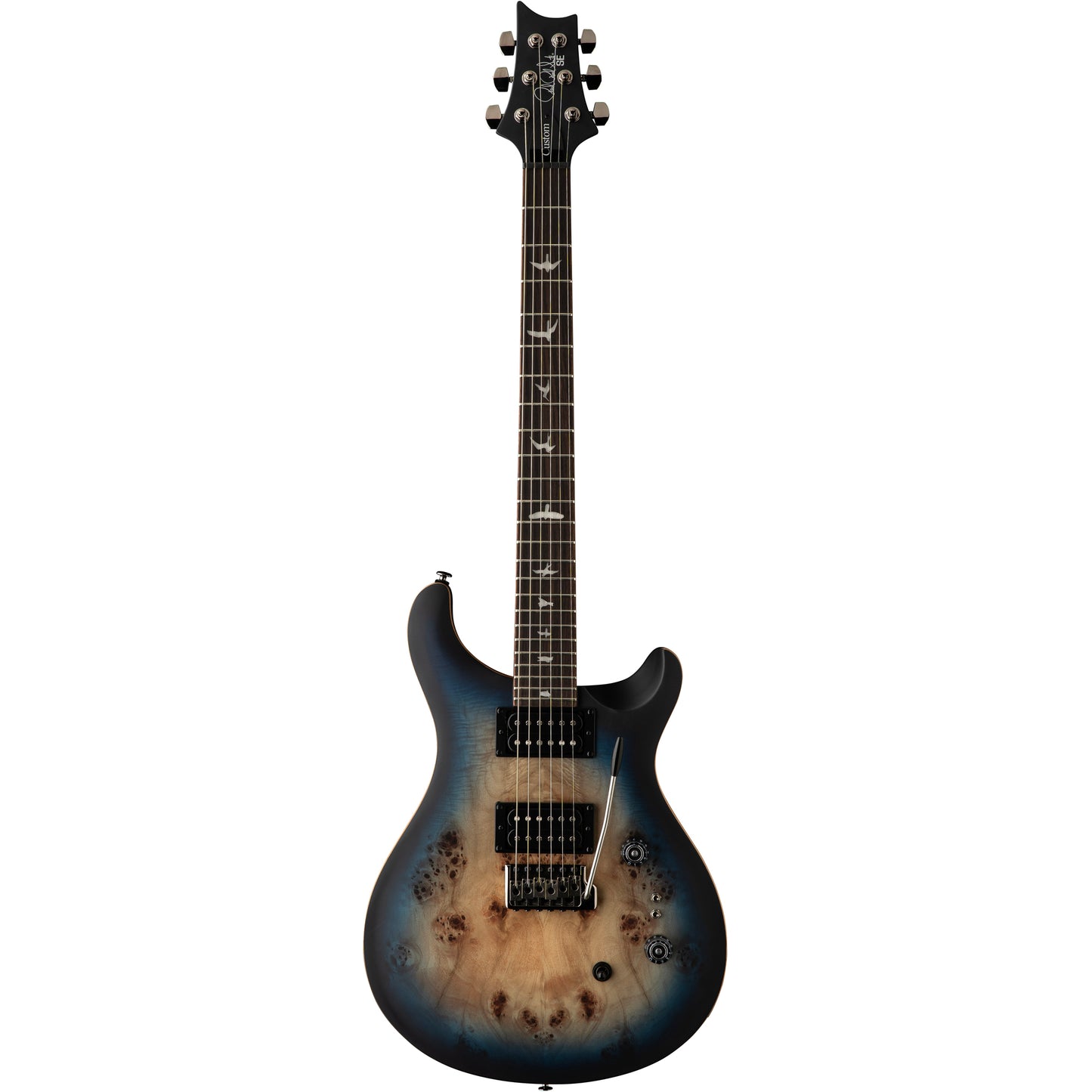 PRS SE Exotic Custom 24-08 Poplar Burl Electric Guitar - Lake Blue Midnight Burst