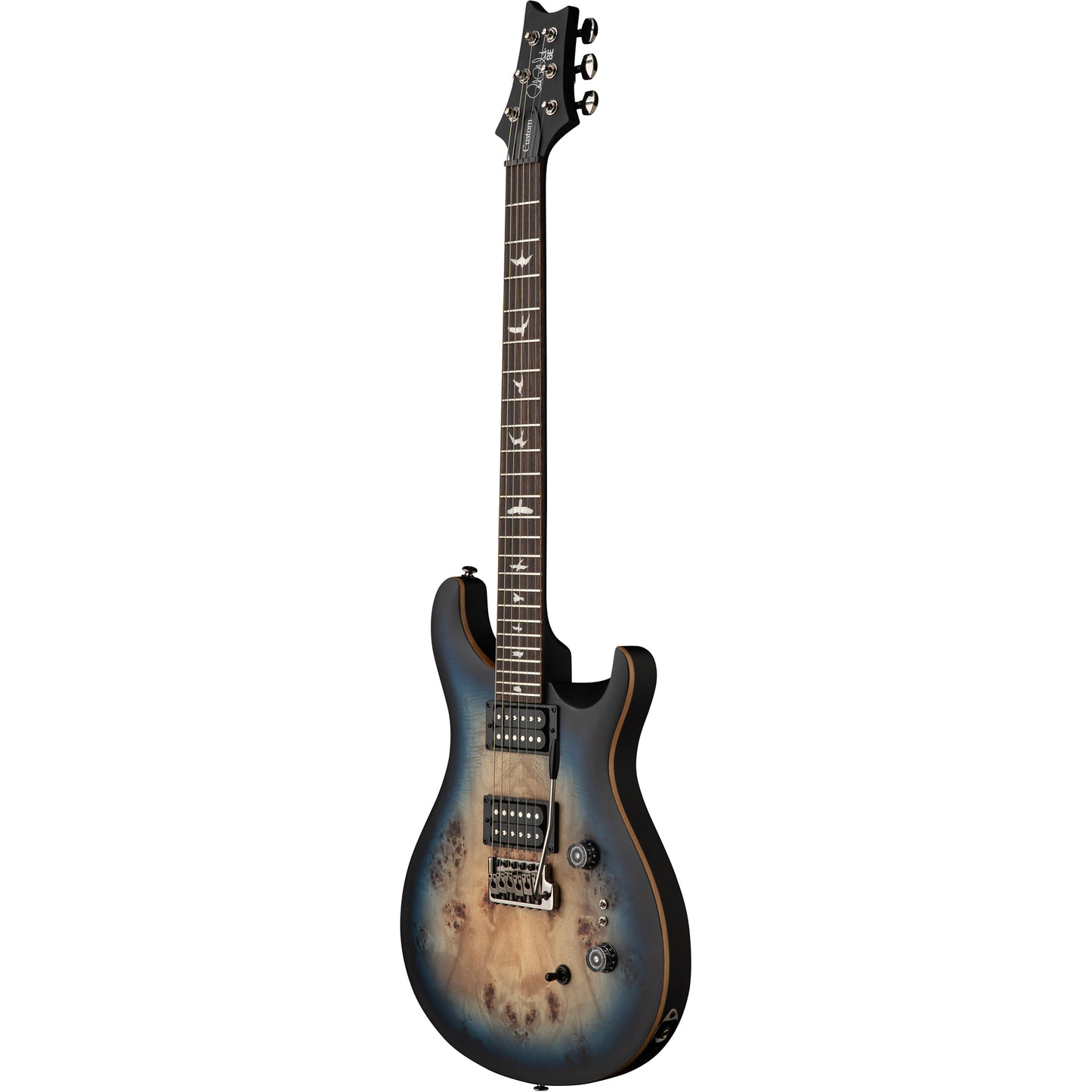 PRS SE Exotic Custom 24-08 Poplar Burl Electric Guitar - Lake Blue Midnight Burst