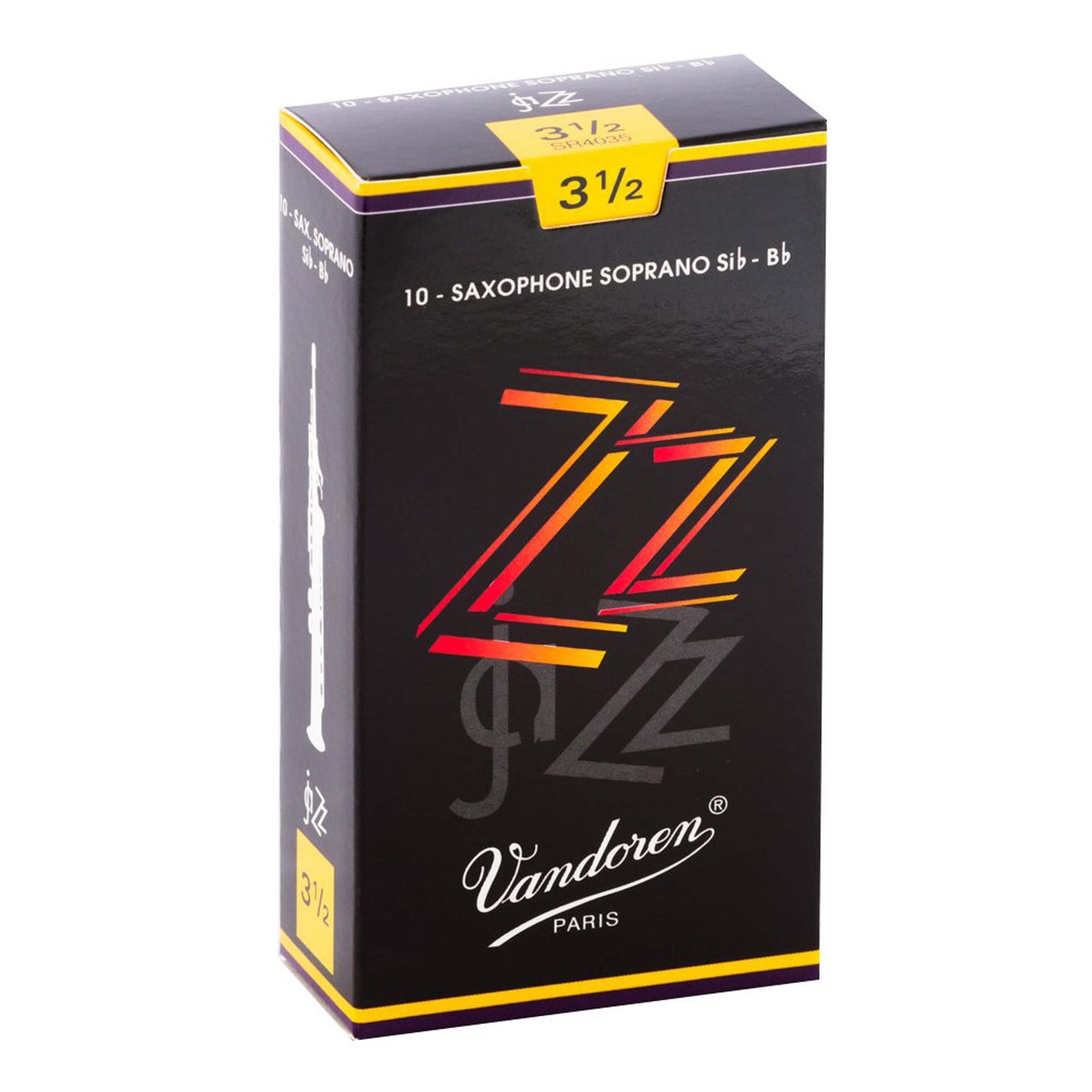 Vandoren SR4035 Soprano Sax ZZ Reeds Strength 3.5; Box of 10