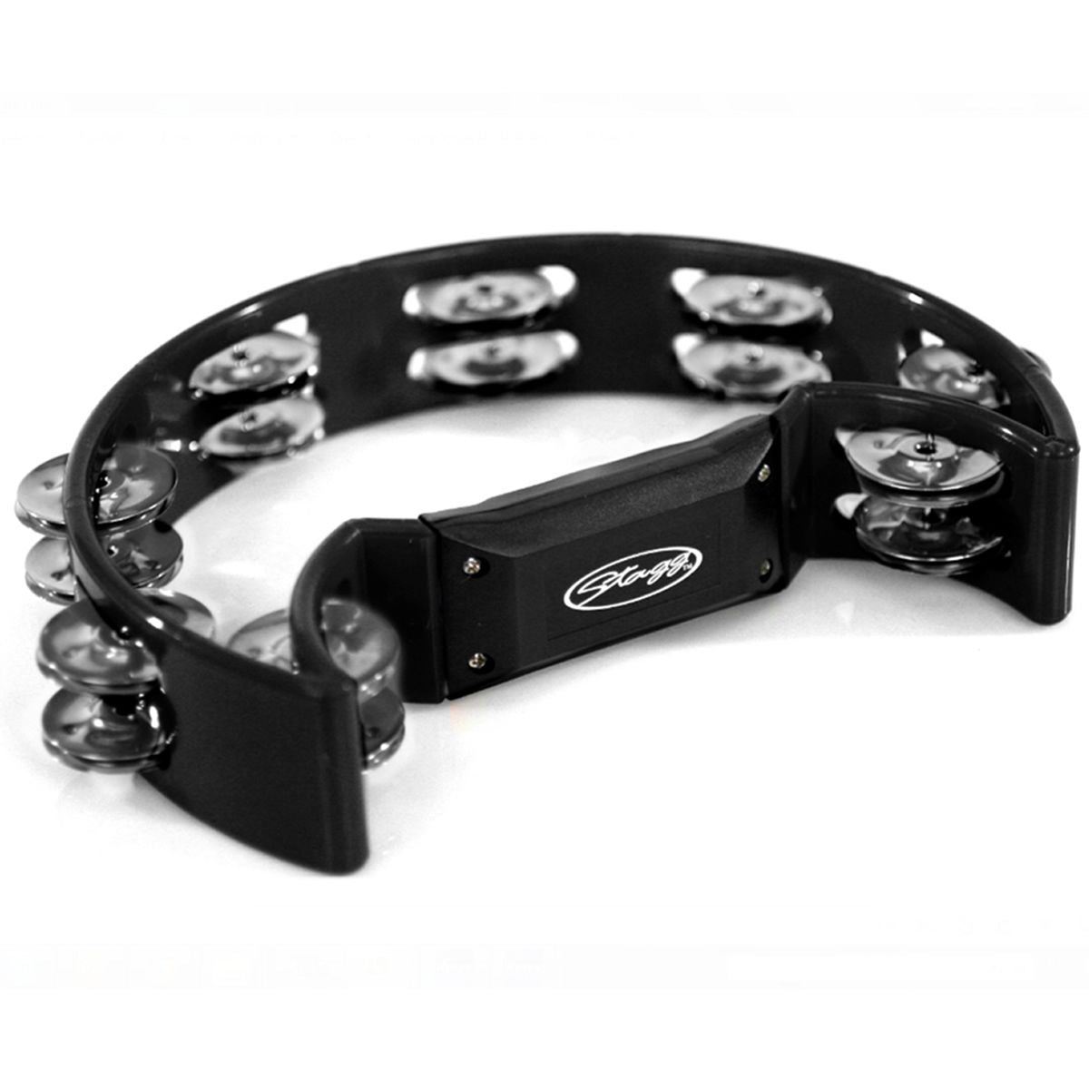 Stagg TAB2K Half Moon Tambourine, 16 Jingles in Black