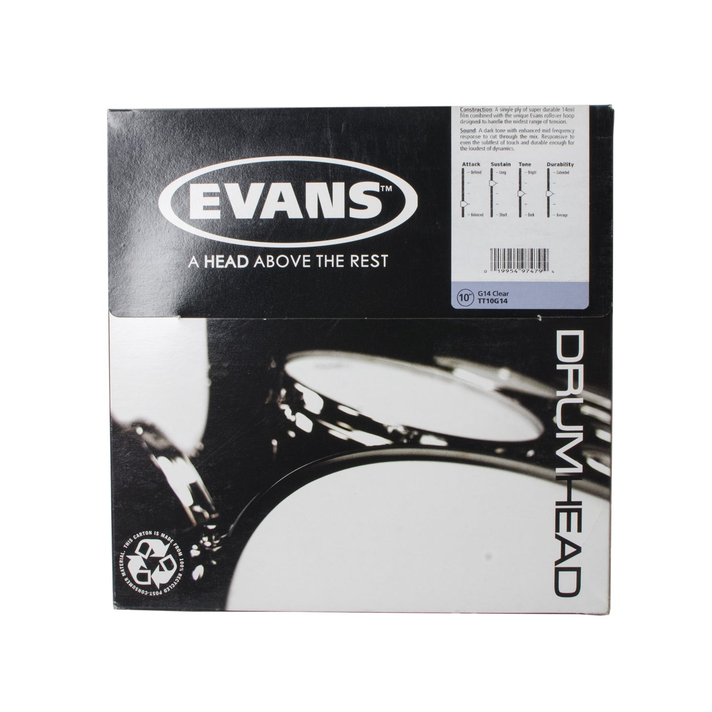 Evans TT10G14 10’’ G14 Clear Tom Head
