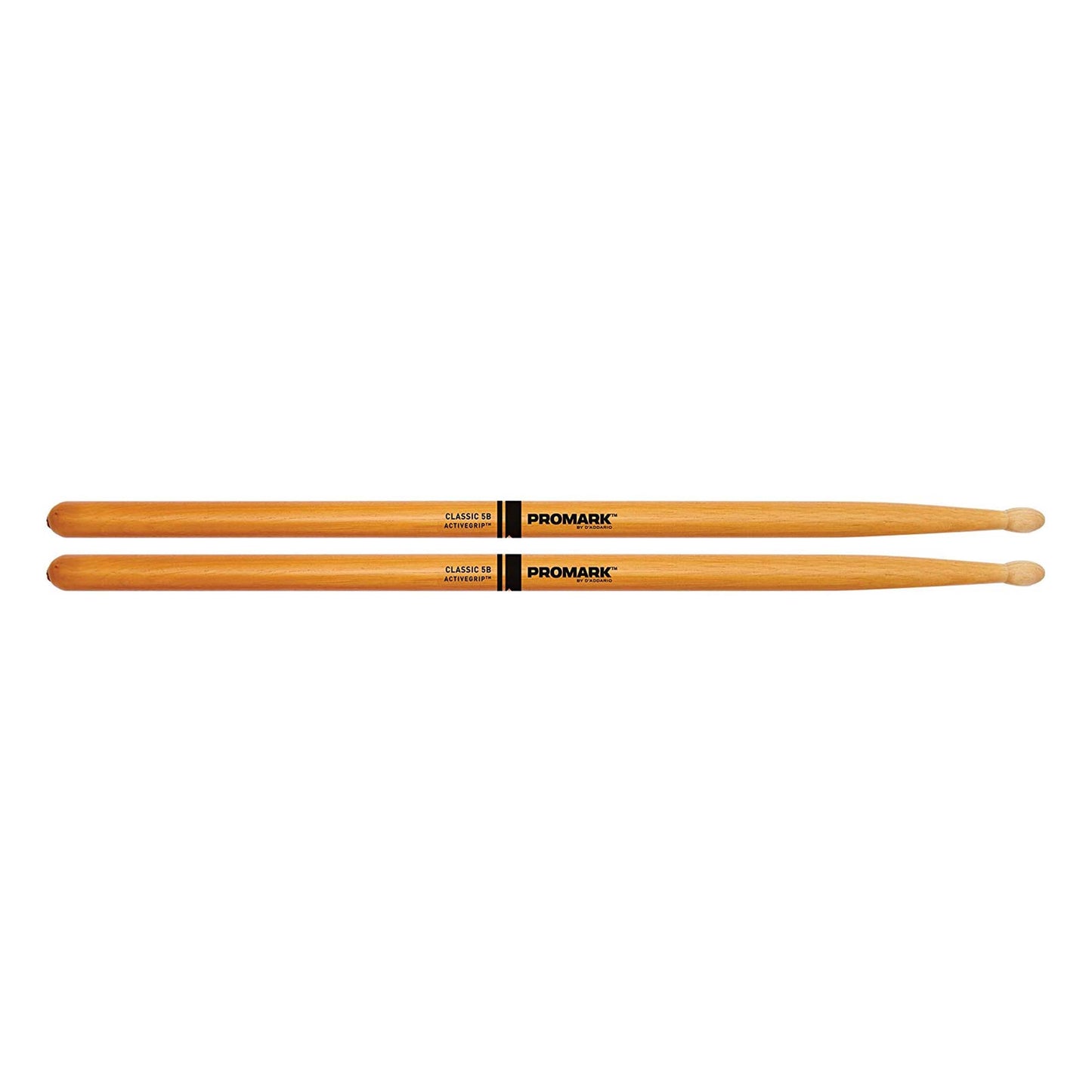 Promark ActiveGrip Classic 5B Drumsticks, Oval Tip, Clear