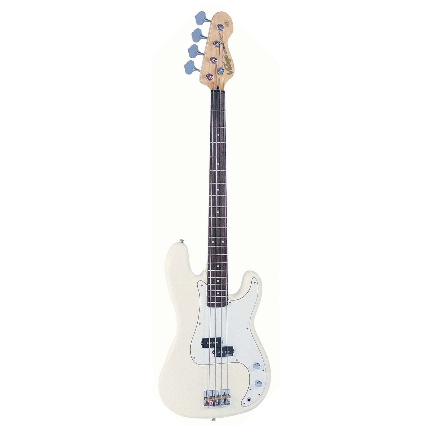 Vintage V4 Reissue P BASS-Style 4 String Bass in Vintage White