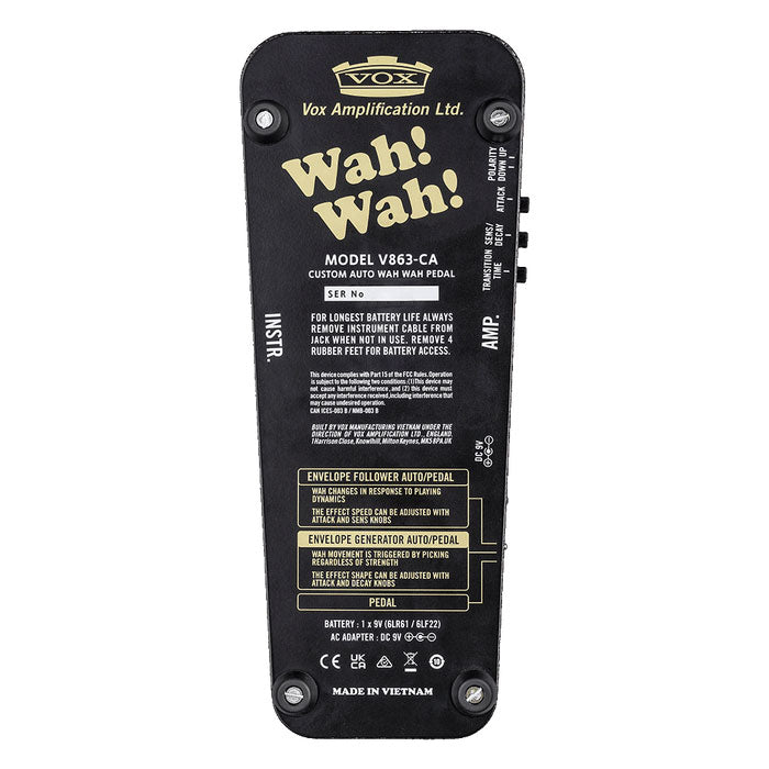 Vox V863CA Custom Auto Wah Pedal