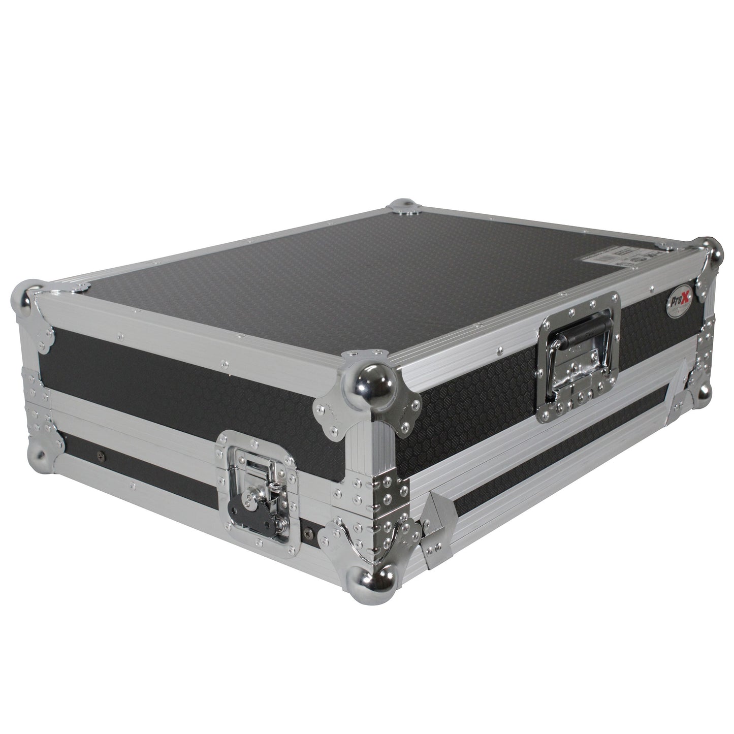 ProX Universal Flight Case with Shelf for Small-to-Medium Size DJ Controllers - Silver on Black