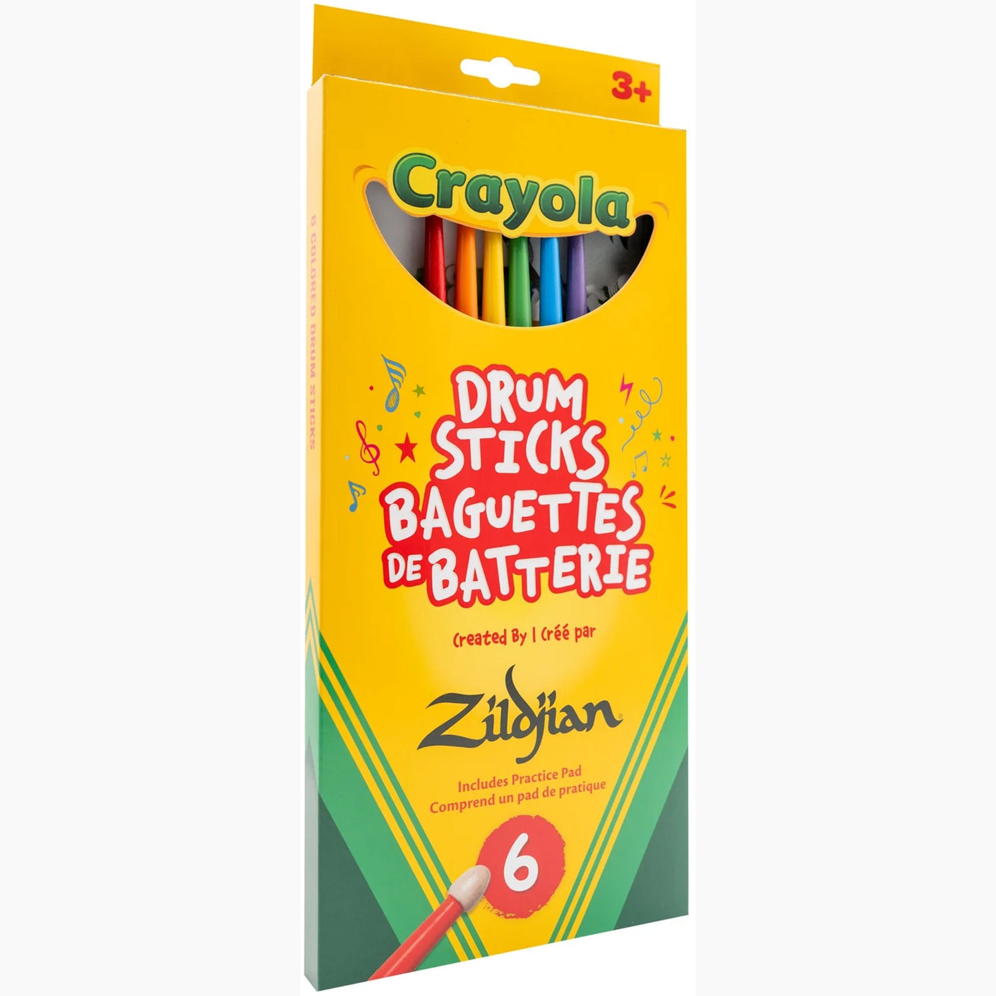 Zildjian x Crayola Pack, 6 Kids Drumsticks & Pad