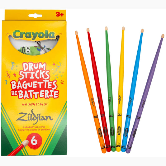 Zildjian x Crayola Pack, 6 Kids Drumsticks & Pad