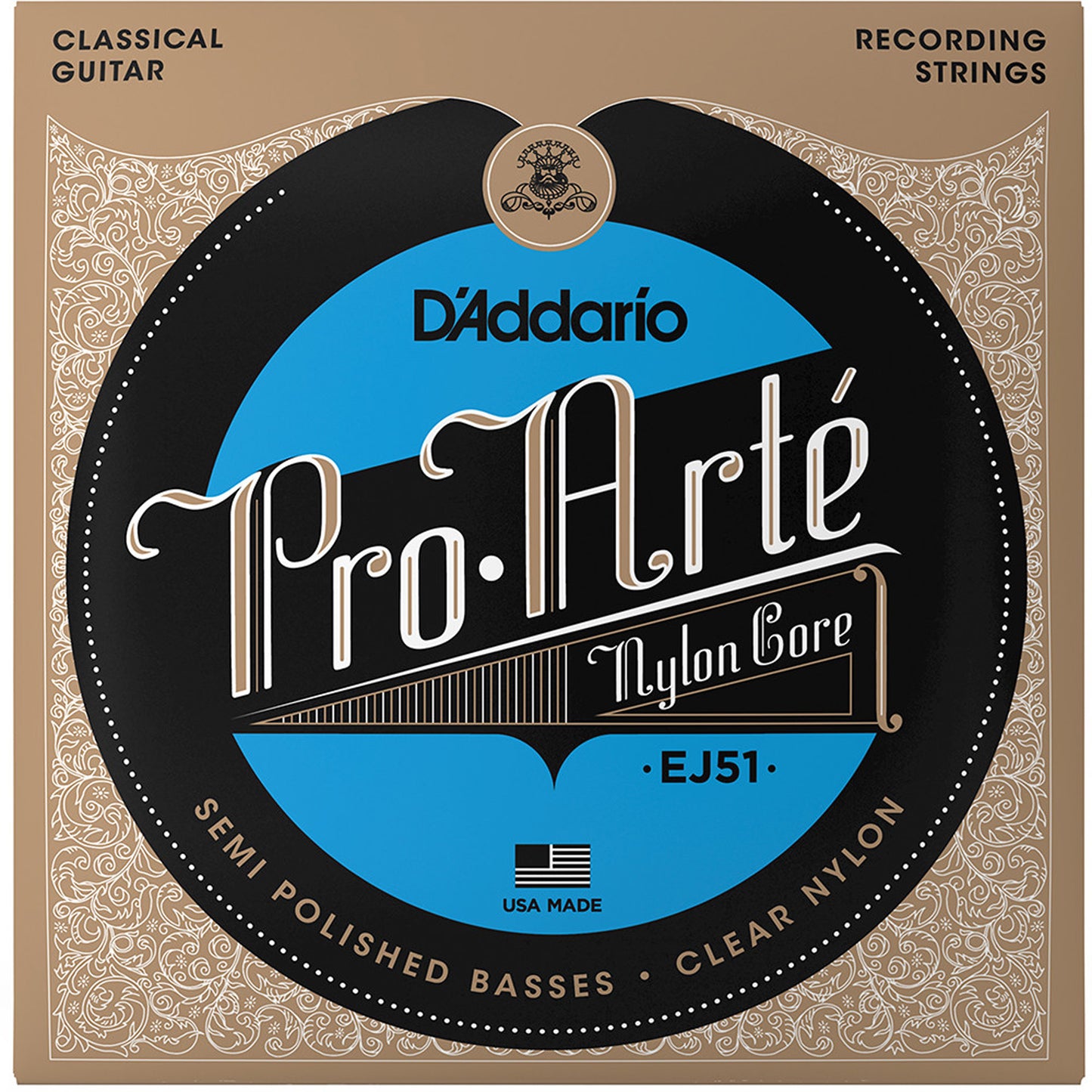 D'Addario EJ51 Pro Arte Semi-Polished Recording Classical Guitar Strings, Hard Tension