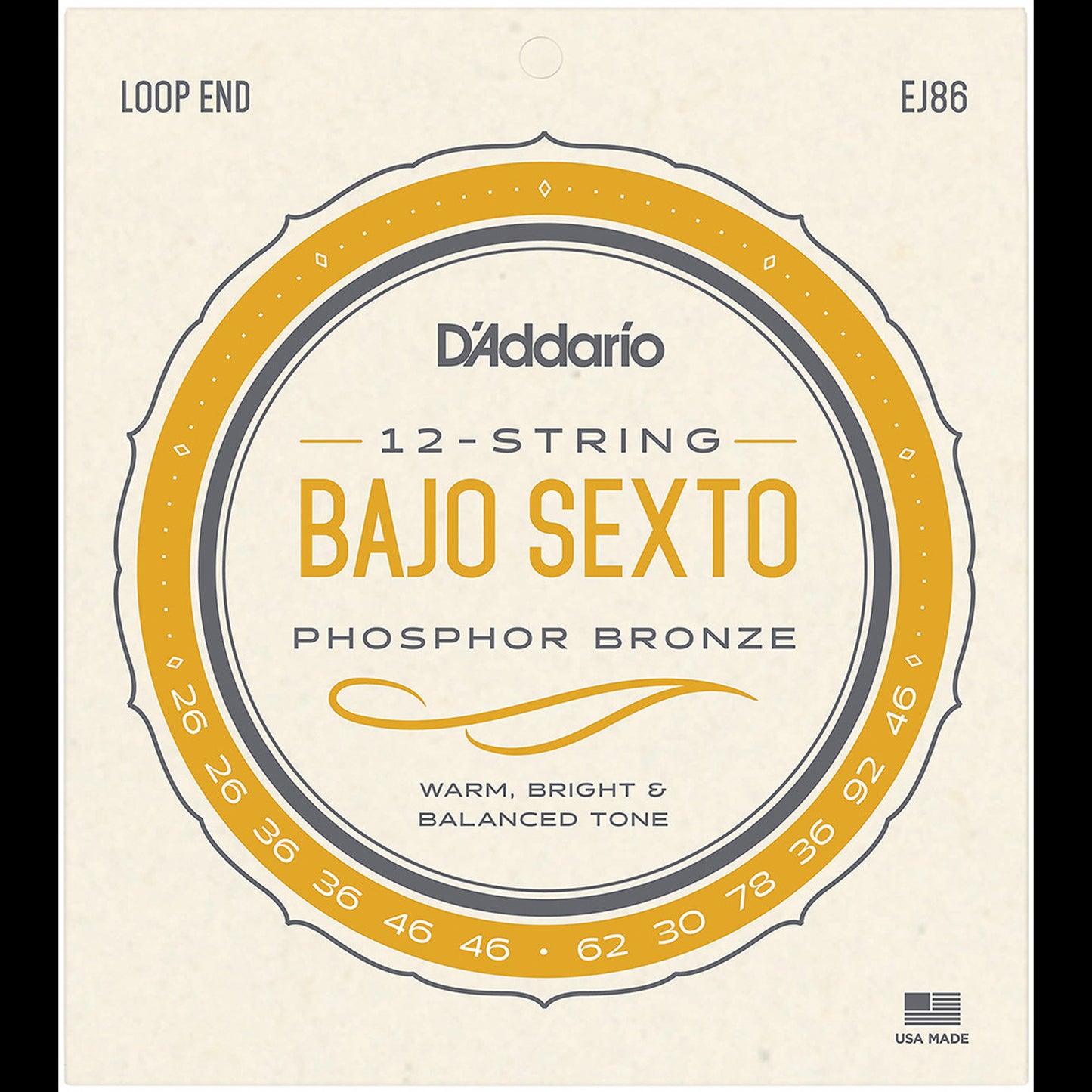 D'Addario EJ86 Phosphor Bronze Bajo Sexto Strings