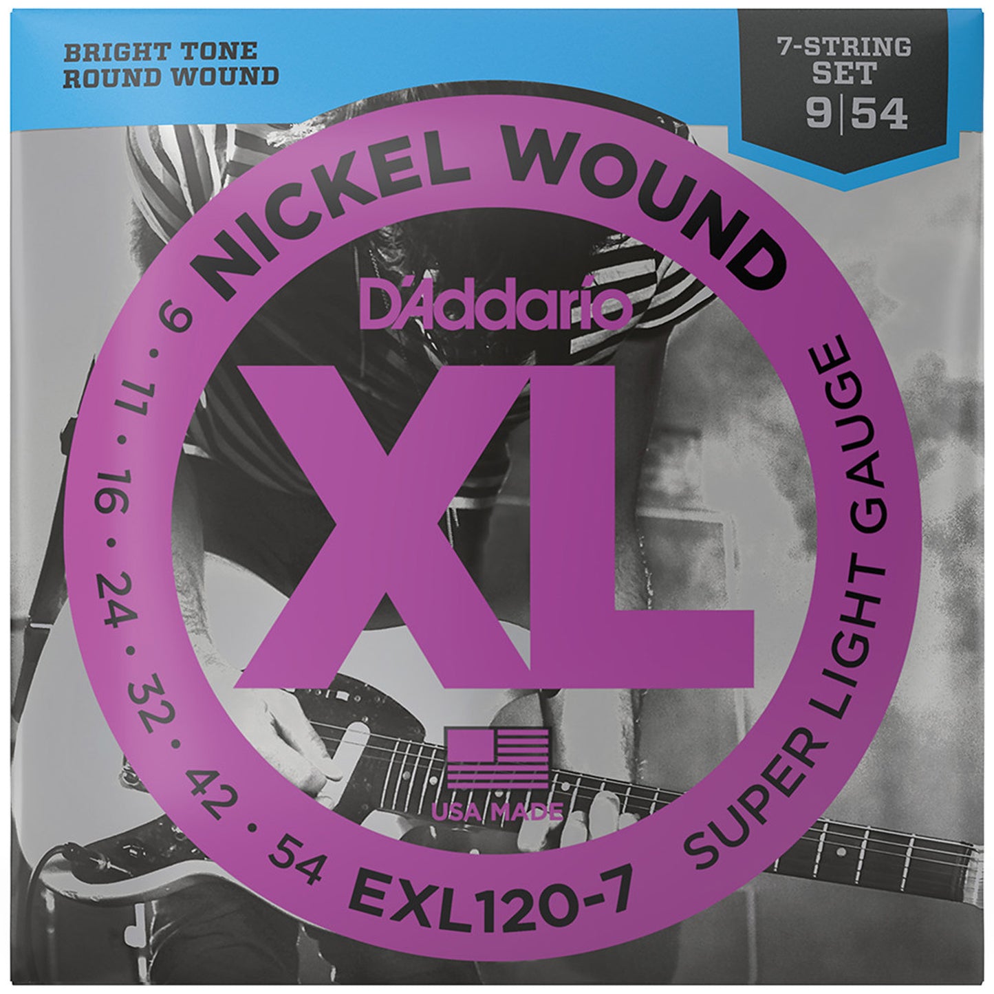 D'Addario EXL120-7 Nickel Wound 7-String Electric Guitar Strings Super Light 9-54