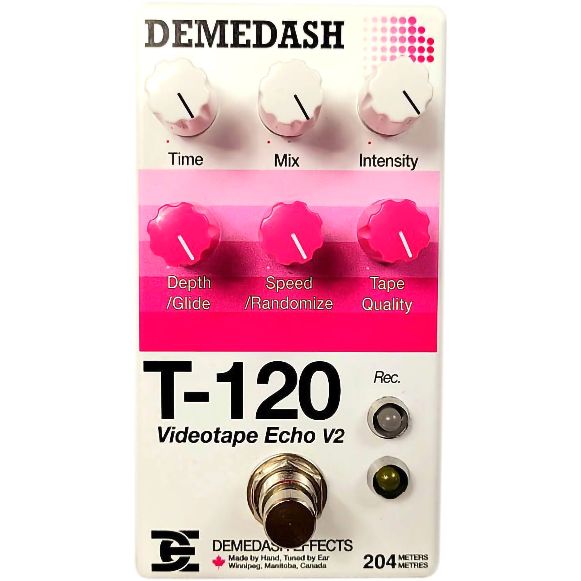 t-120 pedal Demedash Effects Pink & White T-120 Videotape Echo V2 Pedal