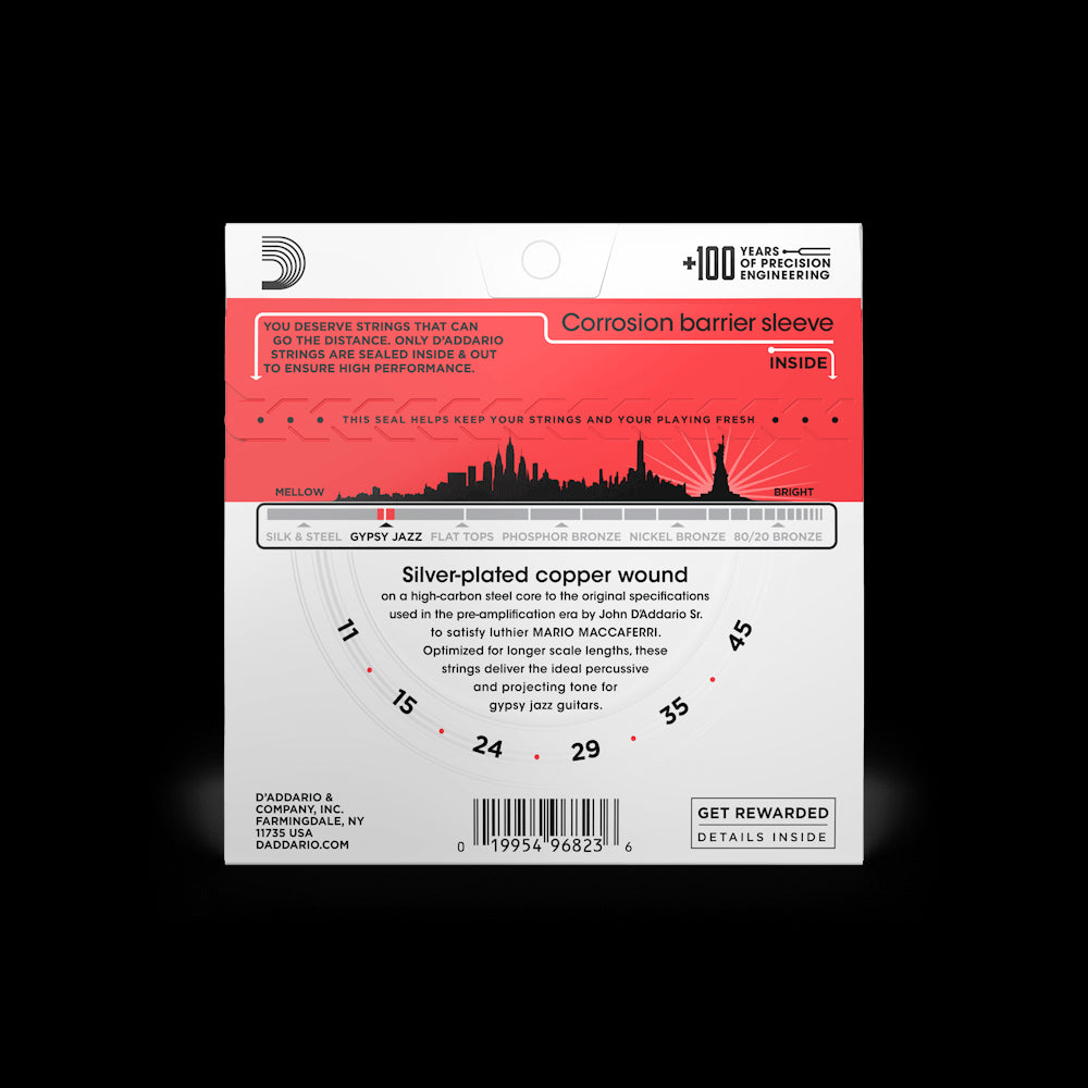 D'Addario EJ84M Gypsy Jazz Strings 11-45 Loop End Medium