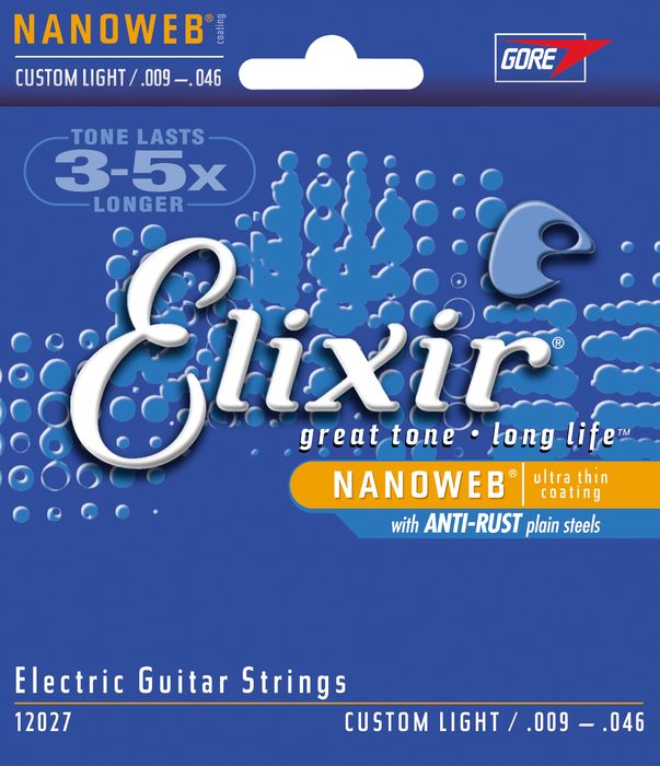 Elixir 12027 Nanoweb Custom Light 9-46 Electric Guitar Strings