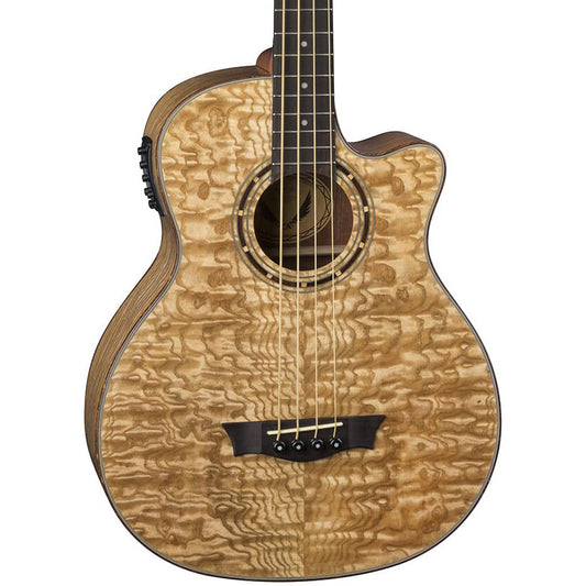 Dean Guitars Exotica Quilt Ash 4 String Acoustic Electric Bass - Gloss Natural