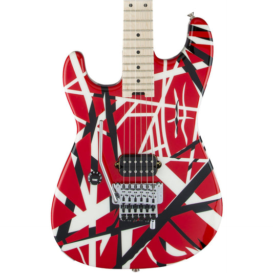 EVH Striped Series Left-Handed Electric Guitar - Red Black and White Stripes