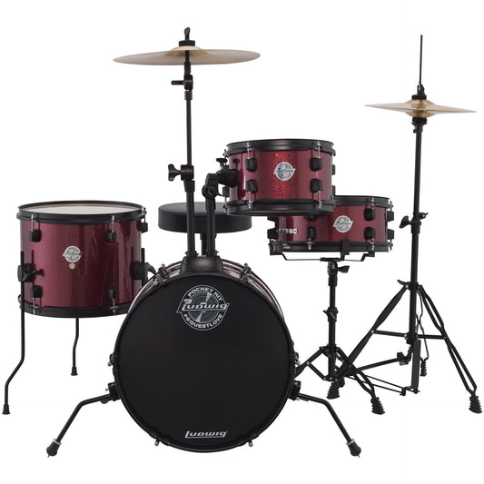 Ludwig LC178X025 Questlove Pocket Kit w/ Hardware & Cymbals, Wine Red Sparkle