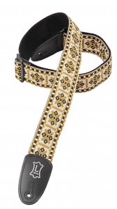 Levys 2" 60's Hootenanny Jacquard Weave Guitar Strap in Tan Desig