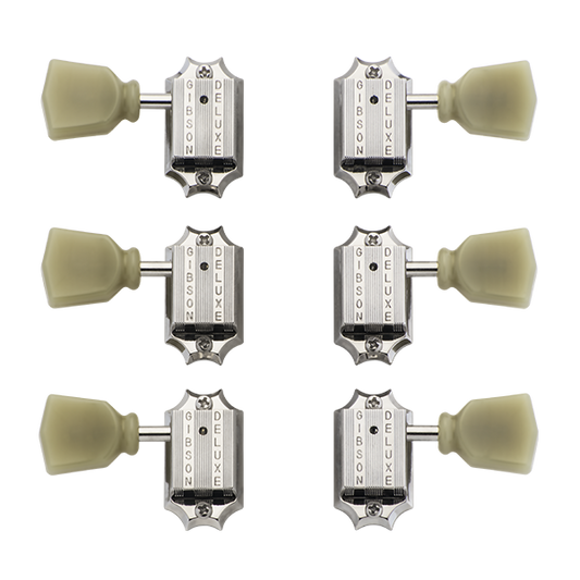 Gibson Deluxe Green Key Tuner Set - Vintage Nickel