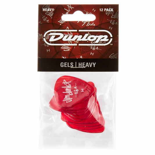 Dunlop Gels Guitar Picks, Red Heavy, 12 Pack