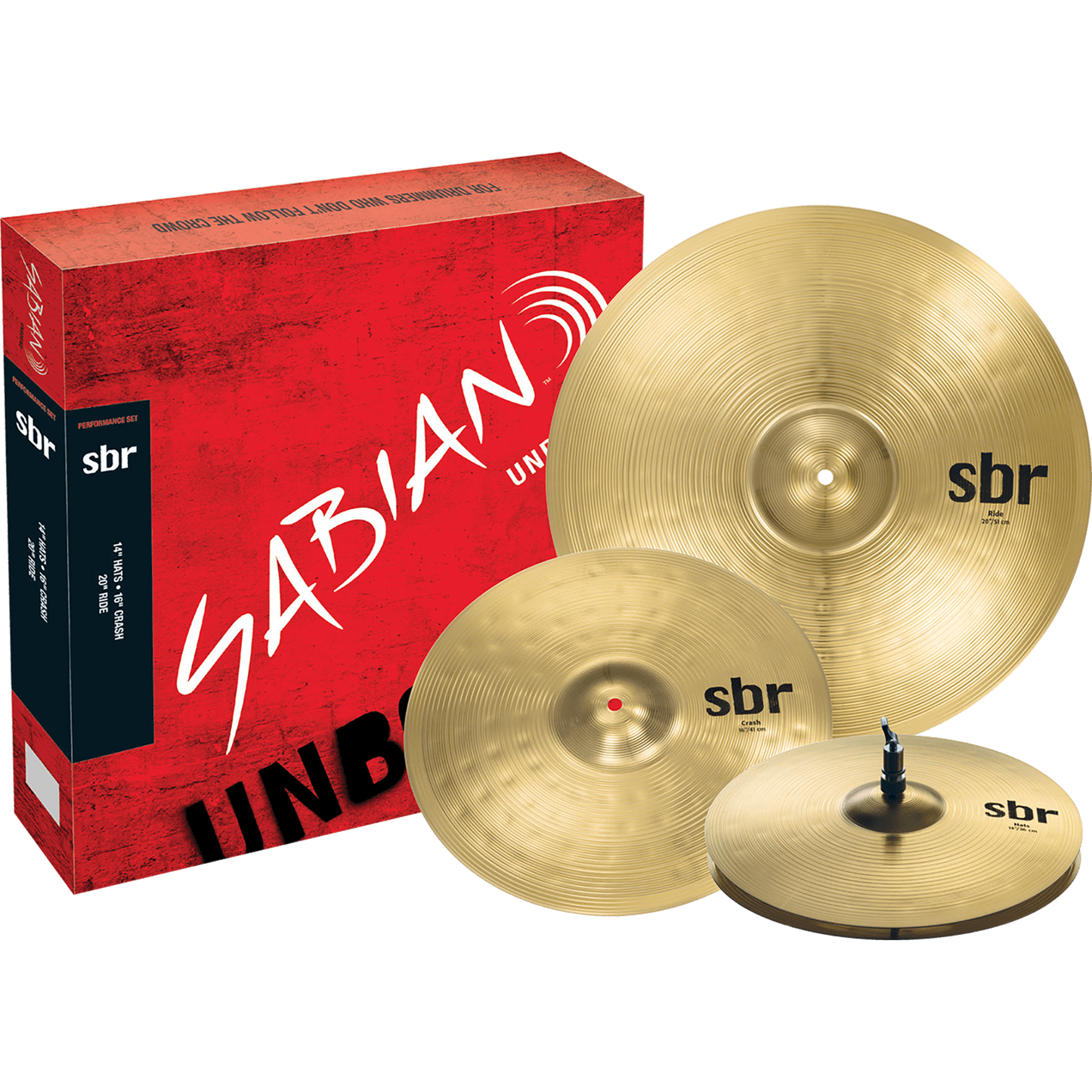 Sabian SBR Performance Set 14” Hat, 16” Crash, 20” Ride Cymbals