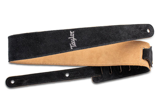 Taylor 2.5" Embroidered Suede Guitar Strap in Black