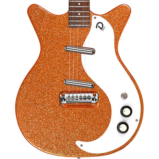 Danelectro D59M Plus Metalflake Electric Guitar in Orange