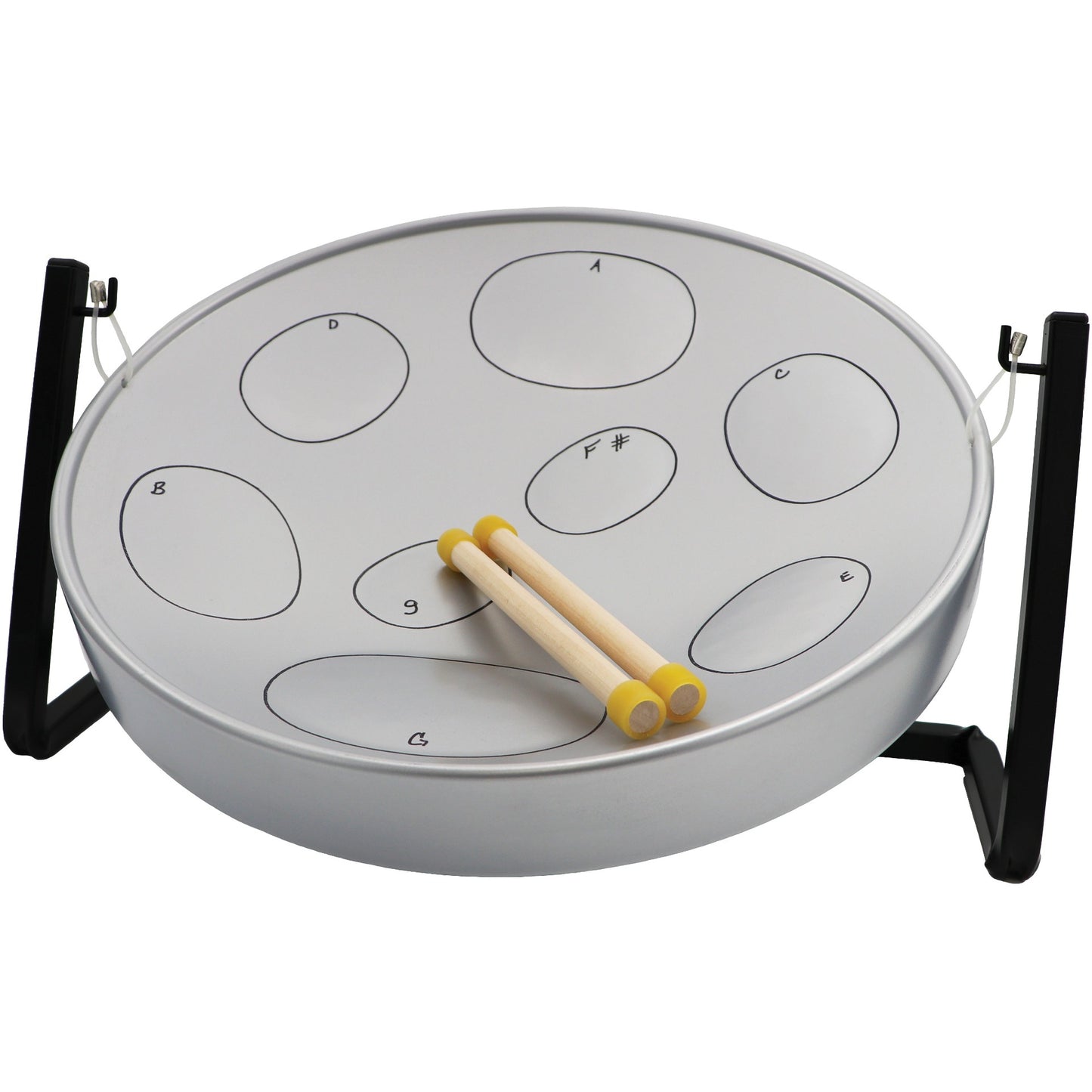 Panyard Jumbie Jam Steel Drum Set with Table Top Stand - Silver