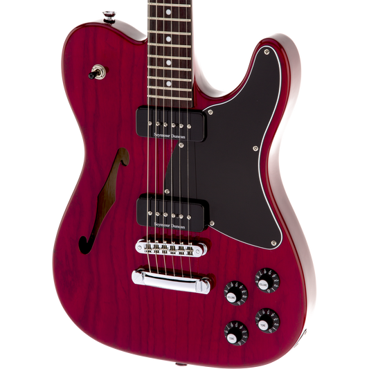 Fender Jim Adkins JA-90 Telecaster® Thinline Electric Guitar, Crimson Red Transparent
