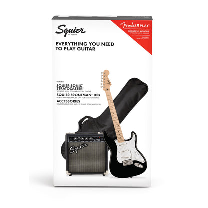 Squier Sonic Stratocaster Pack - Maple Fingerboard, Black, Gig Bag, 10G - 120V