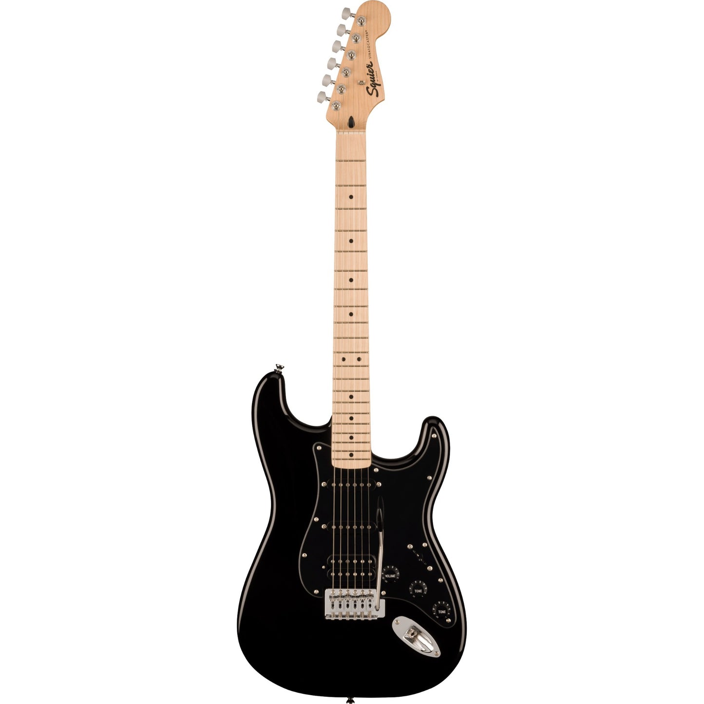 Squier Sonic Stratocaster HSS, Black Pickguard, Electric Guitar in Black