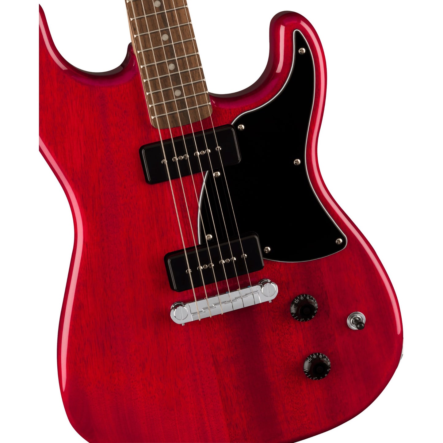 Squier Paranormal Strat-O-Sonic Electric Guitar - Crimson Red Transparent