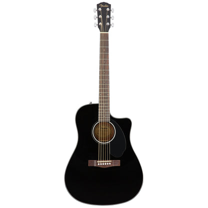 Fender CD60SCE Solid Top Acoustic Electric Dreadnought Guitar in Black