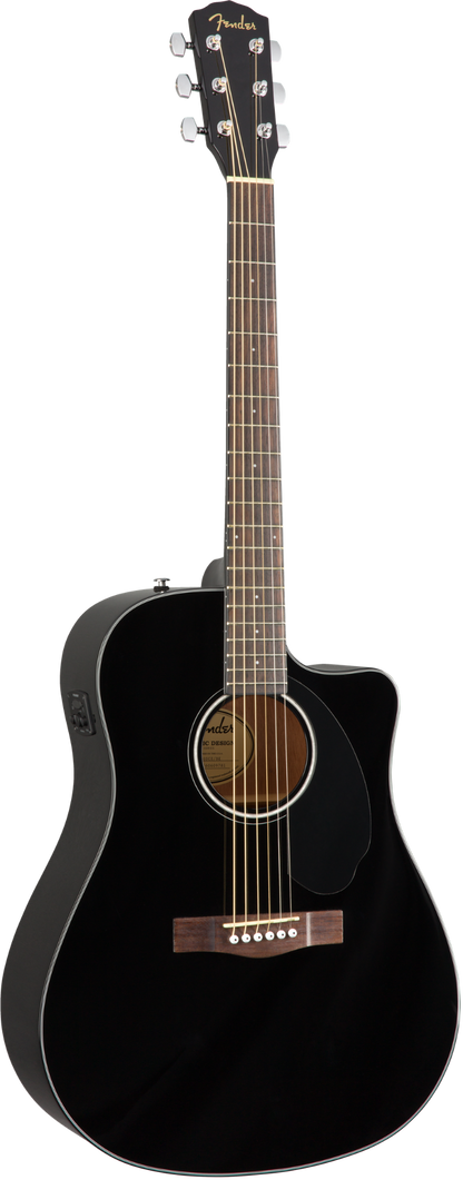 Fender CD60SCE Solid Top Acoustic Electric Dreadnought Guitar in Black