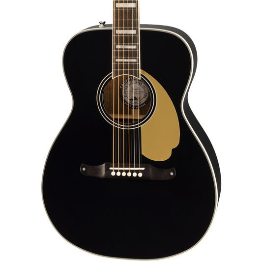 Fender Malibu Vintage Acoustic Electric Guitar - Black, Ovangkol Fingerboard