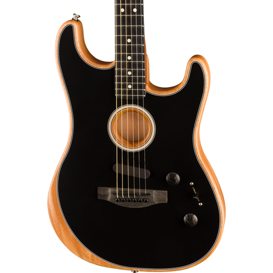 Fender Acoustasonic® Stratocaster® Acoustic/Electric Guitar, Black with Gig Bag
