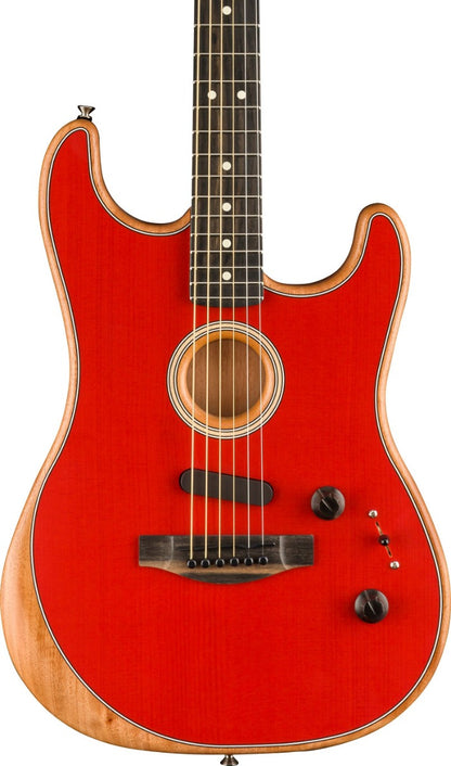 Fender Acoustasonic Stratocaster Acoustic Electric Hybrid Guitar in Dakota Red