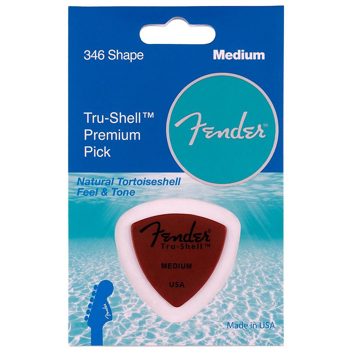Fender 346 Shape Picks, Tru-Shell, Medium Tortoise Shell Pick