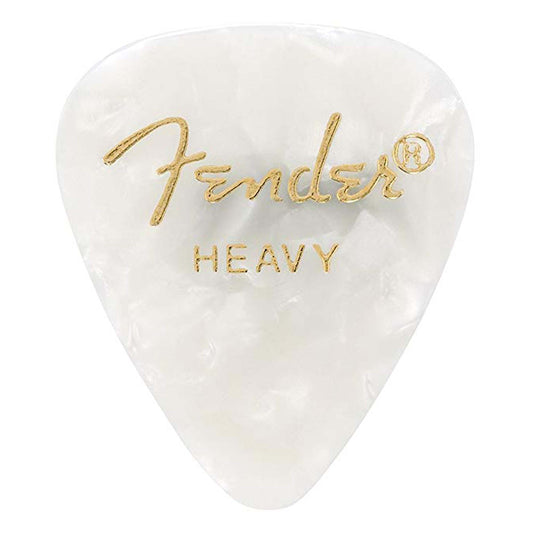 Fender 351 Premium Celluloid Guitar Picks 12-Pack - White Moto - Heavy