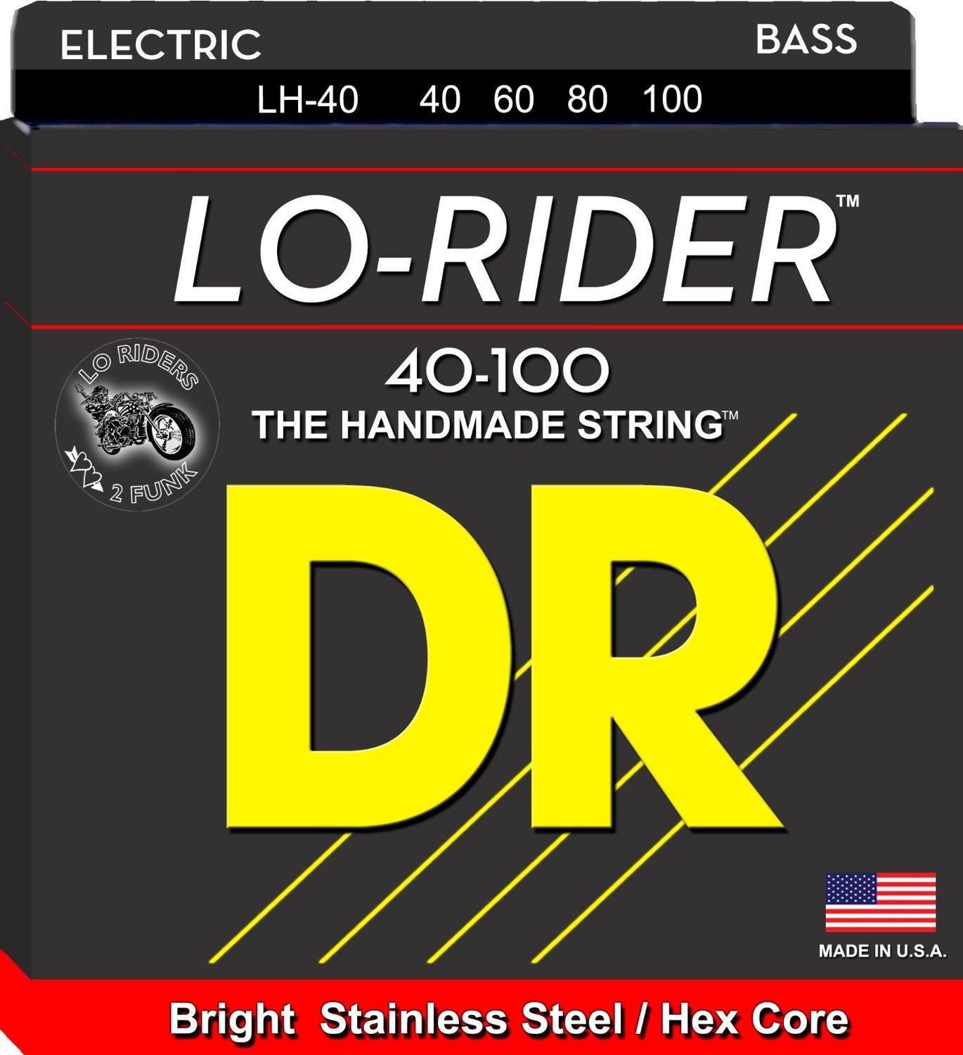 DR Strings Lo-Rider - Stainless Steel Hex Core Bass 40-100