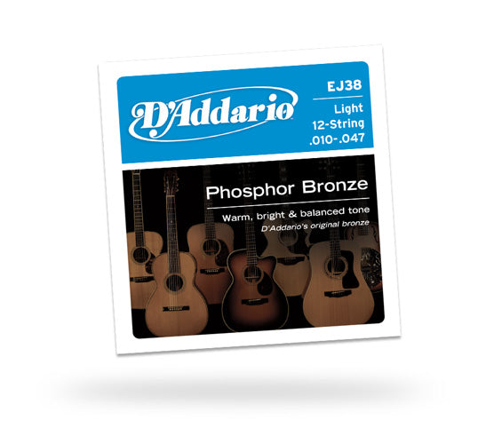 D'Addario EJ38 12-String Phosphor Bronze Light Acoustic Guitar St