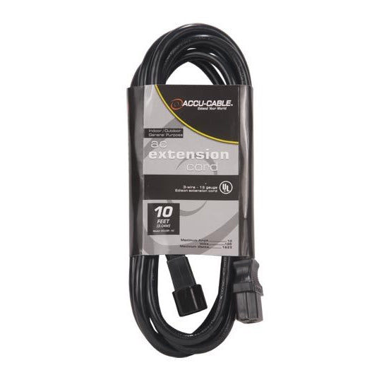 Accu Cable ECCOM-10 Power Cable IEC Extension 10ft Cord