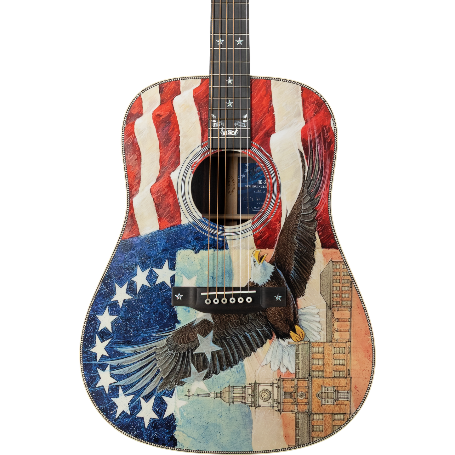 Martin Limited Edition HD-28 Semiquincentennial Acoustic Guitar - Custom Ink Artwork Designed by Robert Goetzl