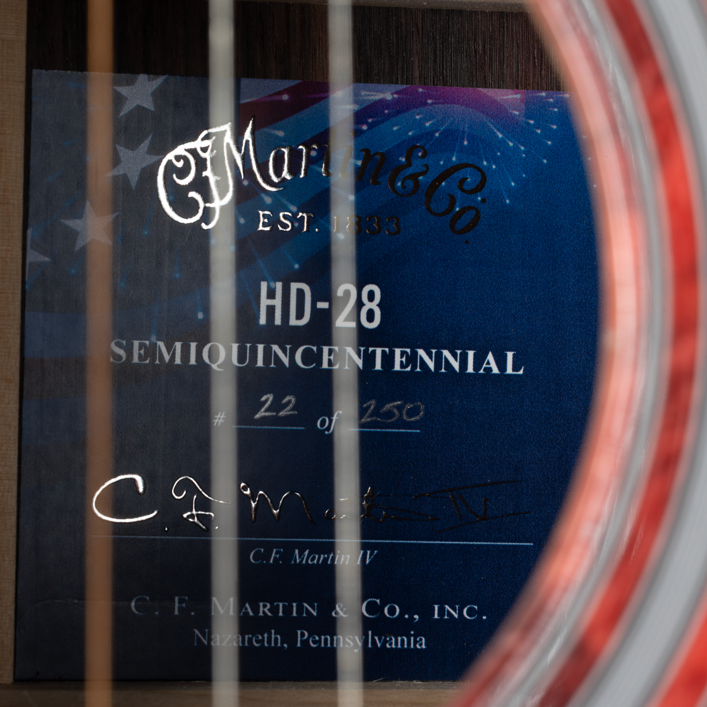 Martin Limited Edition HD-28 Semiquincentennial Acoustic Guitar - Custom Ink Artwork Designed by Robert Goetzl