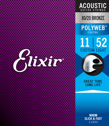 Elixir 11025 Polyweb 80/20 Bronze Acoustic Strings